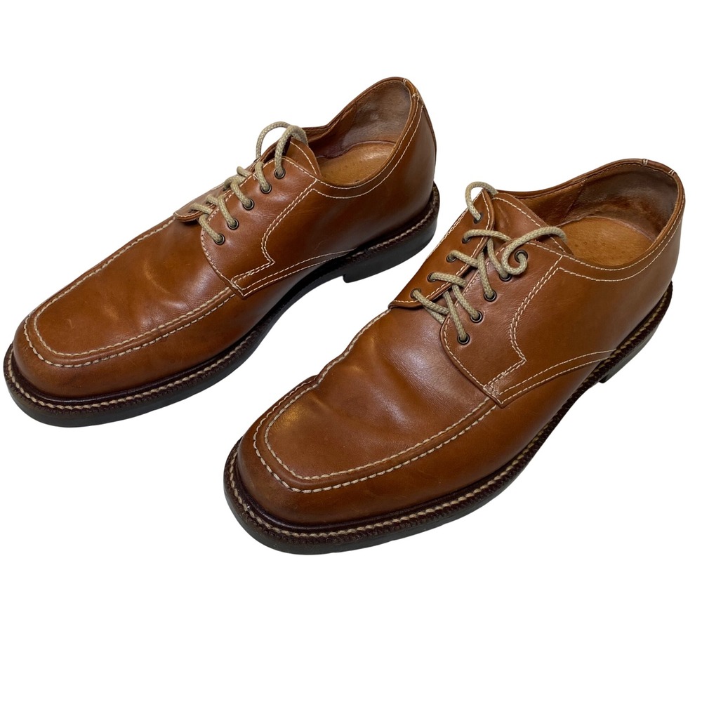 Johnston & Murphy Italy Leather‎ Apron Toe Derby Oxford Shoes Mens 7 M Brown